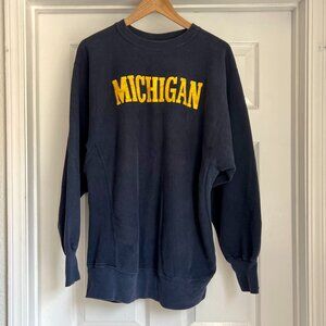 90s Champion Reverse Weave Michigan Vintage Crewneck Navy Blue Sweatshirt